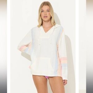 Ocean Drive Sunset Stripe Texture Baja Hoodie with Pink Stripes women’s size M